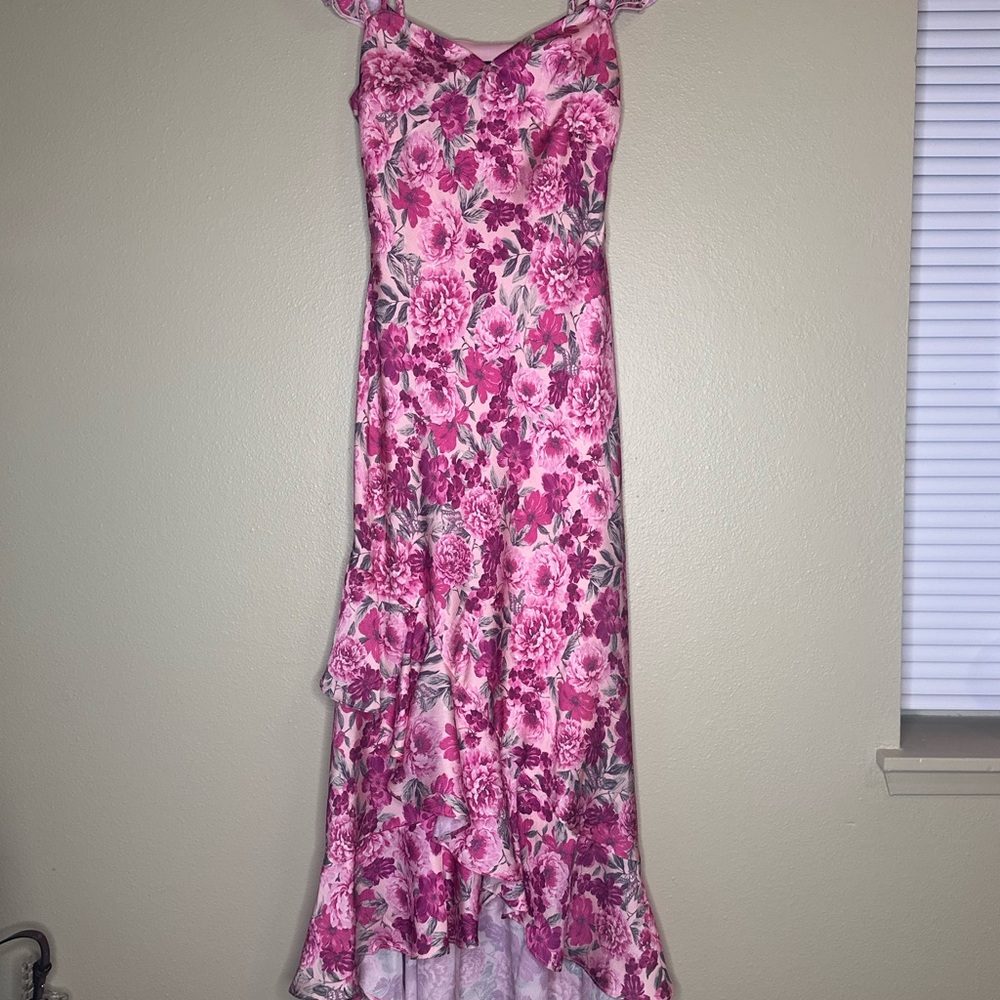 Floral Pink and White Dress
